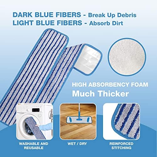 12 Pack Reusable Microfiber Mop Pads for Hard Floors