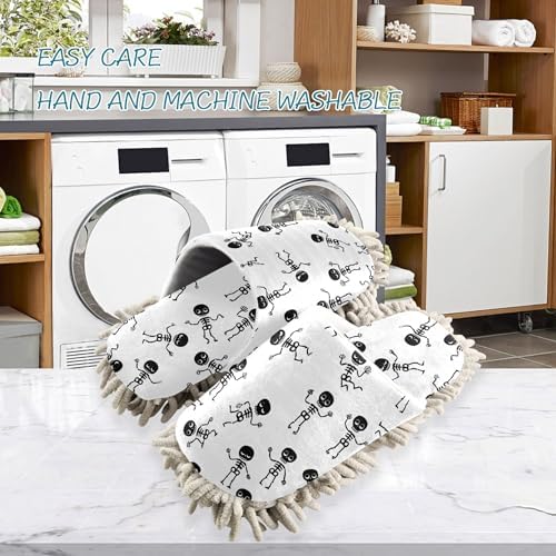 Burbuja Cartoon Skeletons Mop Slippers for Home Use