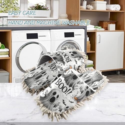 Zhirexin Halloween White Microfiber Mop Slippers