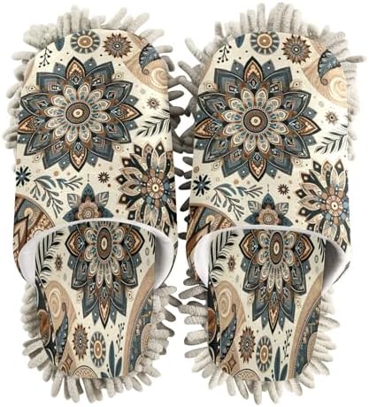 Zhirexin Mandala Cleaning Slippers Microfiber Mop Shoes
