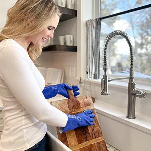 Ultimate Rubber PVC Gloves - Comfortable Cotton Lined Anti-Slip Durable Blue