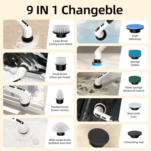 Electric Spin Scrubber with 8 Replacement Heads and 3 Speed Settings