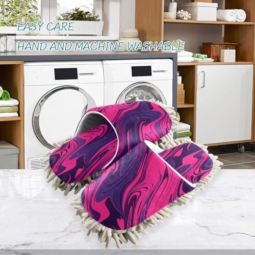 Bulletgxll Pink Wavy Microfiber Cleaning Slippers - M
