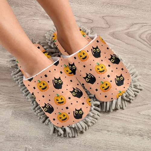 Burbuja Black Cats Dust Mop Slippers for Women Men