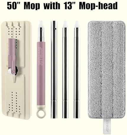 JOYMOOP Flat Mop with Microfiber Pad - Beige Blush Brown