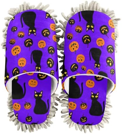 Burbuja Cats Pumpkins Mop Slippers for Home Cleaning