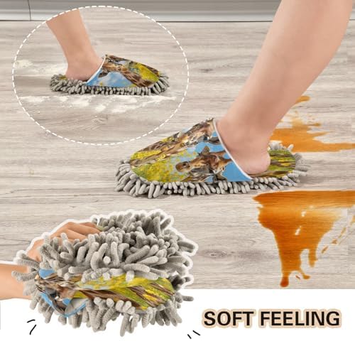 Zhirexin Mop Slippers for Men Women Soft Absorbent Cleaning Footwear