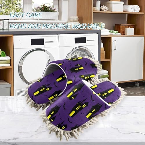 Burbuja Spooky Haunted Houses Mop Slippers for Women Men