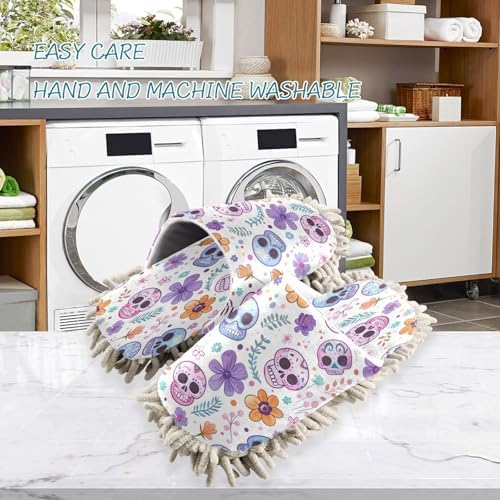 Zhirexin Colorful Skulls Kitchen Cleaning Slippers