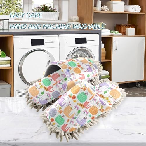 Burbuja White Cats in Pumpkins Mop Slippers for Women Men