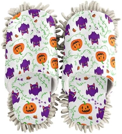 Burbuja Bats Pumpkins Mop Slippers for Home Cleaning