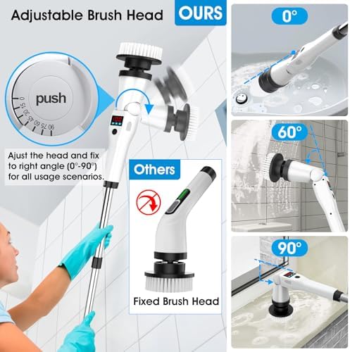 Hdyfix Electric Spin Scrubber with 3 Speeds and 5200mAh Battery