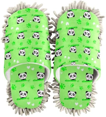Burbuja Cartoon Pandas Mop Slippers for Home Cleaning