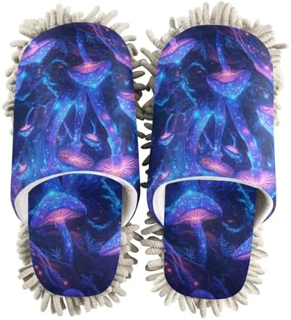 FLildon Microfiber Mopping Slippers with Night Glowing Mushrooms 1