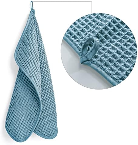 POLYTE Microfiber Lint Free Washcloth 13x13in 4 Pack Green Waffle Weave