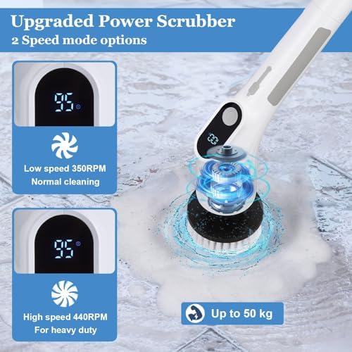 Fixm Cordless Spin Scrubber with 2-Speed 11 Brush Heads