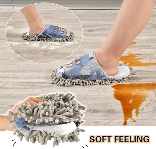 RunningBear White Christmas House Mop Slippers for Home and Office