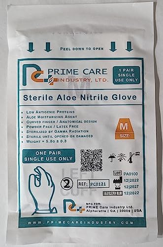 Prime Care Sterile Aloe Nitrile Gloves 25 Pairs Box 1