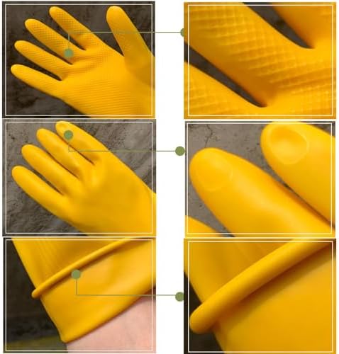 Vsootal 8 Pairs Reusable Cleaning Gloves Yellow Thickened Long Sleeves