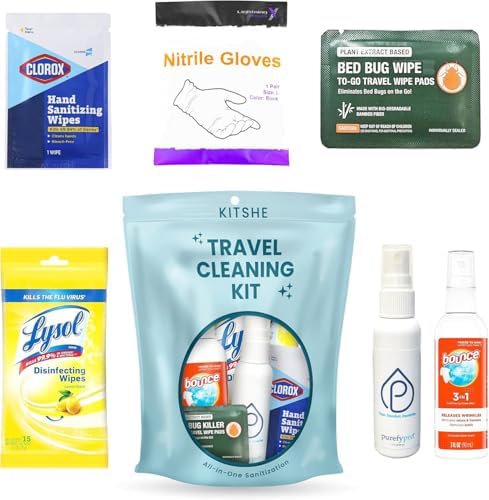 KITSHE Travel Cleaning Kit with Gloves and Wipes