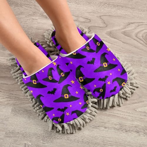 Burbuja Black Witch Hats Mop Slippers for Women Men 1