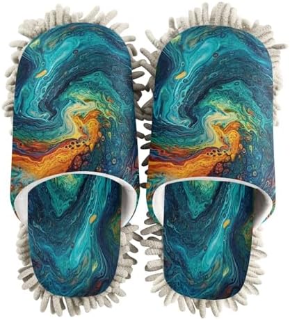 Zhirexin Blue Green Microfiber Cleaning Slippers 1