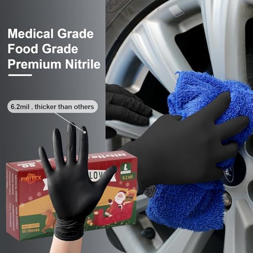 FINITEX Black Nitrile 62mil 50PCS Powder Free Gloves