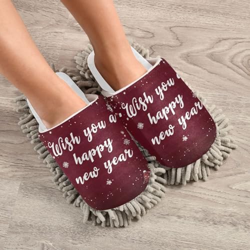 RunningBear White Red Christmas Mop Slippers