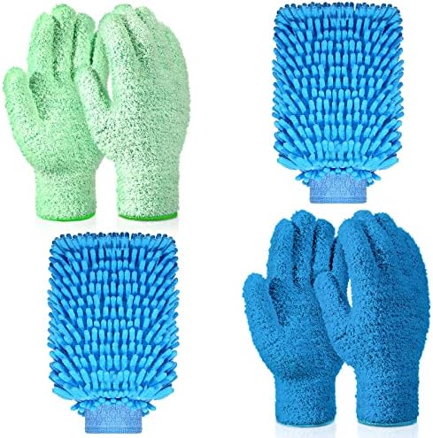 Potchen 6 pcs Microfiber Dusting Gloves and Mitt