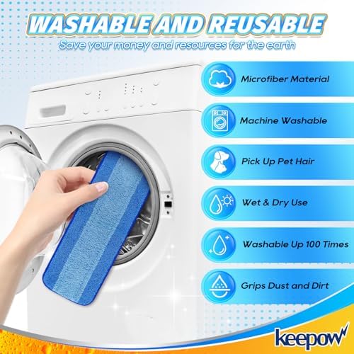 KEEPOW Microfiber Cleaning Pad 18 Inch 44 Pack Washable Reusable