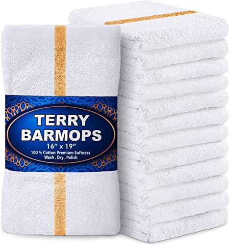 GREEN LIFESTYLE Gold Stripe Terry Bar Mop Cleaning Rags 12-Pack