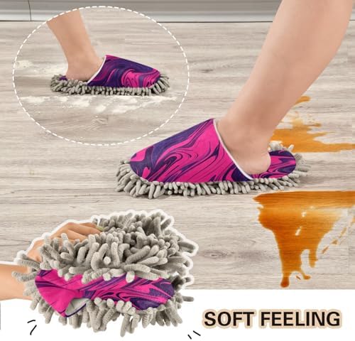 Bulletgxll Pink Wavy Microfiber Cleaning Slippers - M