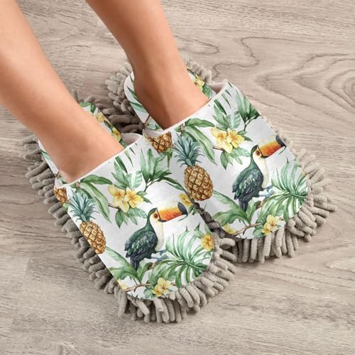 RunningBear Lovely Birds Pineapple Mop Slippers for Kitchen Floor Cleaning