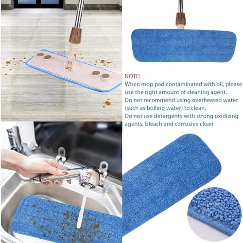 18 Inch Microfiber Mop Head Replacement - 10 Pack Blue