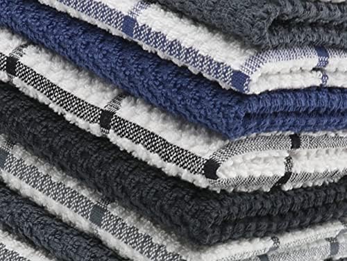 PPAXL Cotton Dish Towels 12x12 Inches 8pc Set Grey Multi