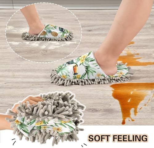 RunningBear Lovely Birds Pineapple Mop Slippers for Kitchen Floor Cleaning