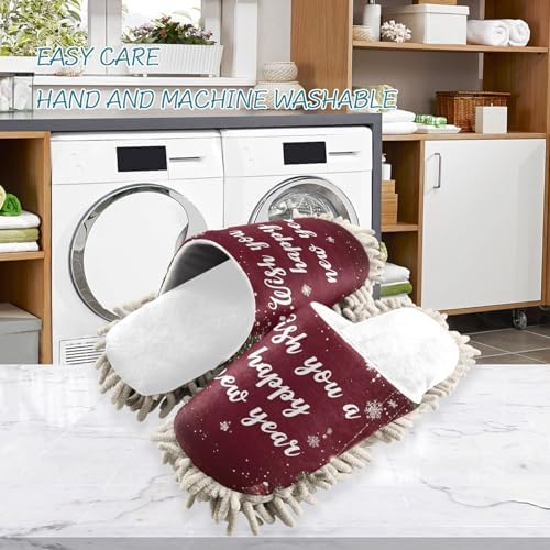RunningBear White Red Christmas Mop Slippers