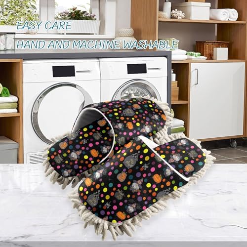 Burbuja Halloween Polka Dots Dust Mop Slippers for Women Men