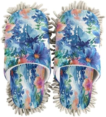 Zhirexin Watercolor Cleaning Mop Slippers