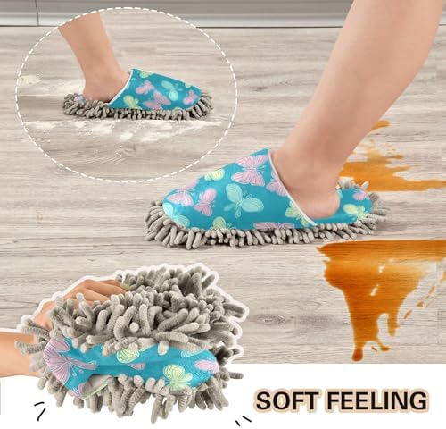 Burbuja Butterflies Mop Slippers for Women Men Home Kitchen