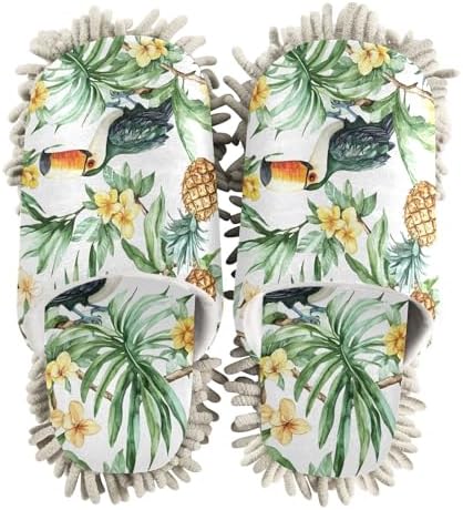 RunningBear Lovely Birds Pineapple Mop Slippers for Kitchen Floor Cleaning
