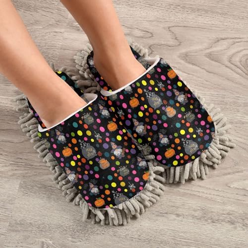 Burbuja Halloween Polka Dots Dust Mop Slippers for Women Men