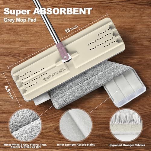 JOYMOOP Flat Mop with Microfiber Pad - Beige Blush Brown