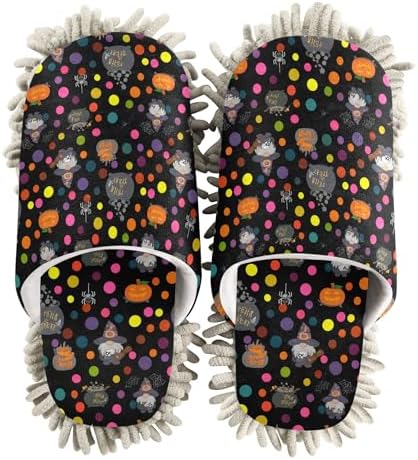 Burbuja Halloween Polka Dots Dust Mop Slippers for Women Men
