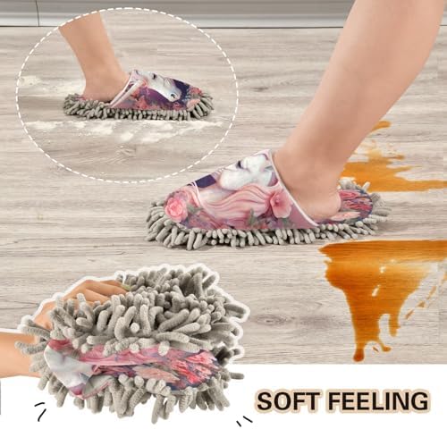 Cute Animals Kitchen Cleaning Slippers Microfiber Mop Shoes