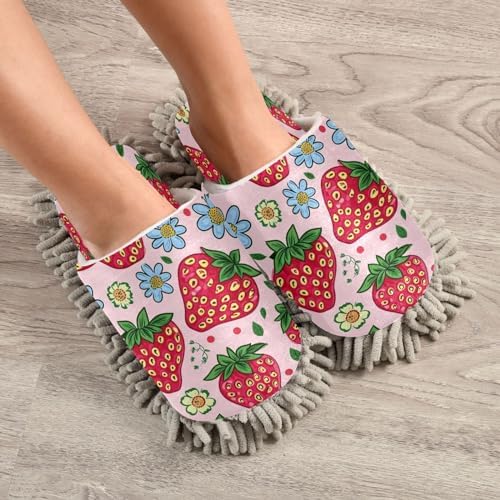 Zhirexin Cartoon Strawberry Cleaning Slippers