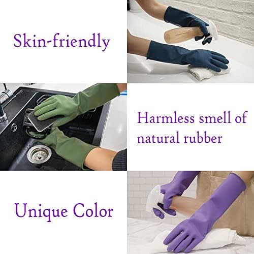 HOMSSEM Dishwashing Gloves 2 Pairs Premium Rubber Gloves for Cleaning