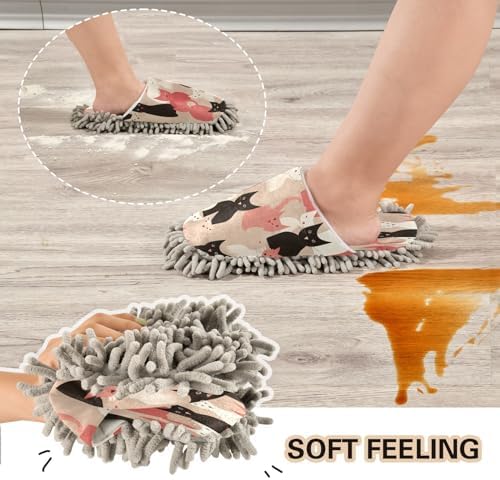 Bulletgxll Mop Slippers for Cats Pattern Cleaning