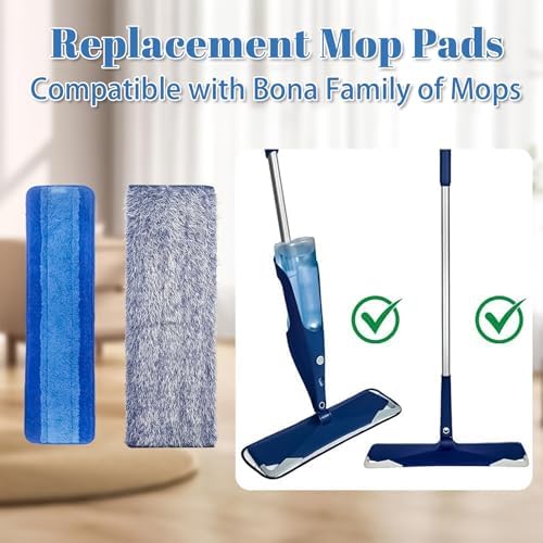 FOITLE 2 Pack Microfiber Reusable Mop Pads for Bona