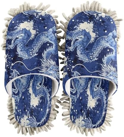Zhirexin Blue Dragon Mopping Slippers for Home Use